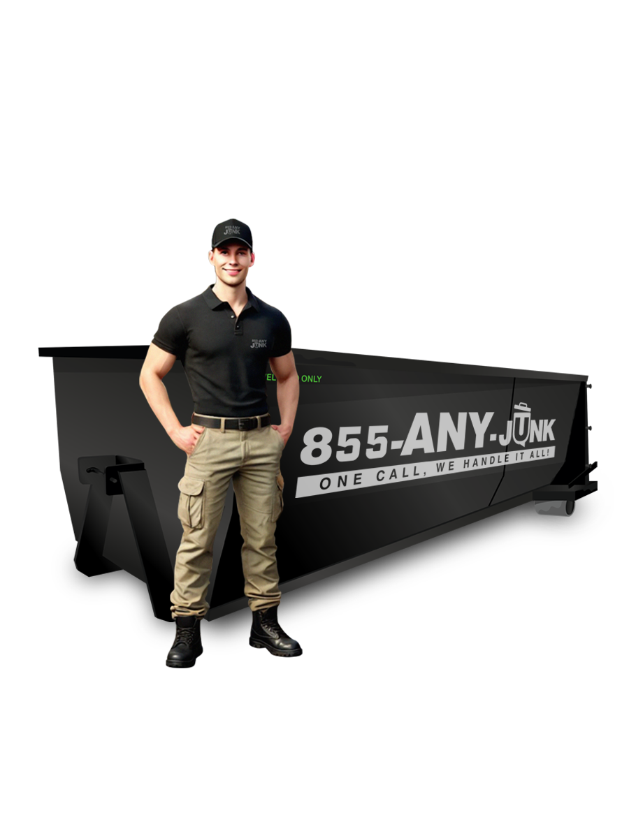 Efficient waste removal with a 15-yard dumpster for yard cleanup and landscaping projects.